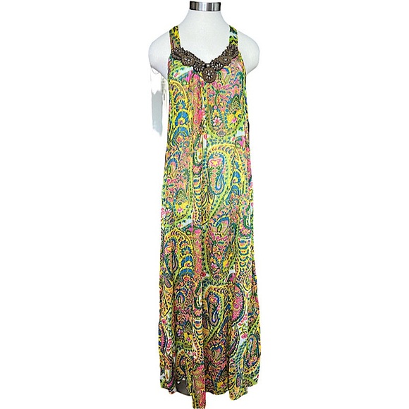 River Island vibrant print semi sheer maxi - Picture 2 of 6